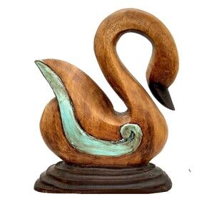 Vintage Swan Hand Carved Wood PRIMITIVE folk art